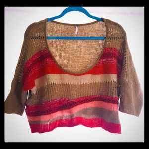 Free people cropped sweater top hippie bohemian M